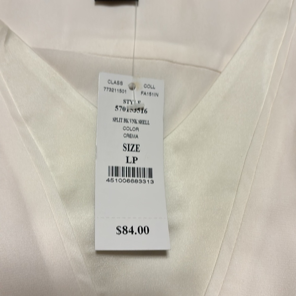 White House, Black Market Sleeveless split back V-neck Shell Petite Large NWT - Picture 6 of 6